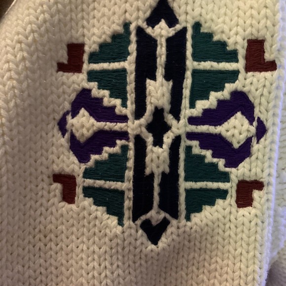 Vintage Winona Knits Snowflake Sweater Winter White Cotton Crewneck Pullover M - Picture 7 of 12